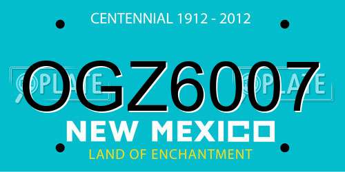 OGZ6007 New Mexico License Plate