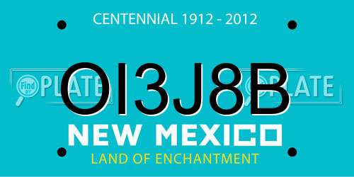 OI3J8B New Mexico License Plate