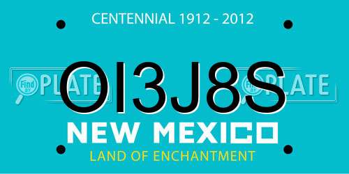 OI3J8S New Mexico License Plate