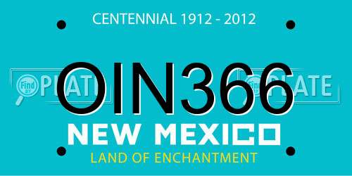 OIN366 New Mexico License Plate