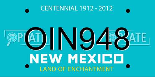 OIN948 New Mexico License Plate