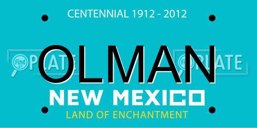 OLMAN New Mexico License Plate
