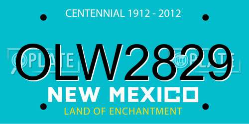 OLW2829 New Mexico License Plate