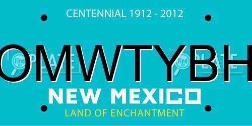 OMWTYBH New Mexico License Plate