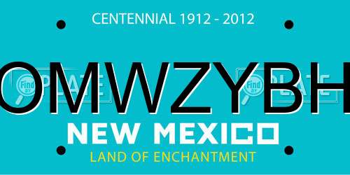 OMWZYBH New Mexico License Plate