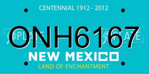ONH6167 New Mexico License Plate