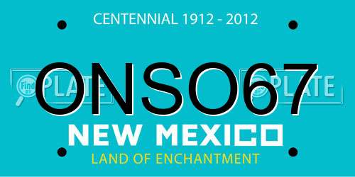 ONSO67 New Mexico License Plate