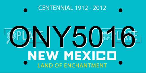 ONY5016 New Mexico License Plate