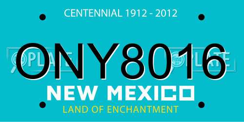 ONY8016 New Mexico License Plate
