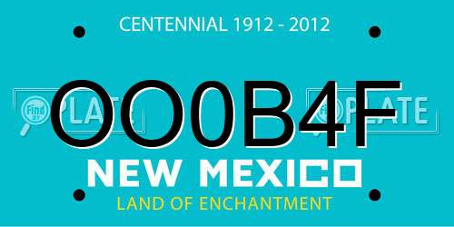 OO0B4F New Mexico License Plate