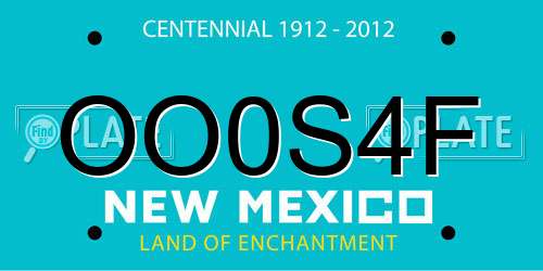 OO0S4F New Mexico License Plate