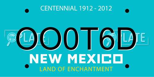 OO0T6D New Mexico License Plate
