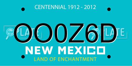 OO0Z6D New Mexico License Plate