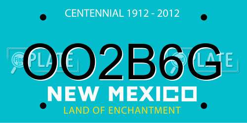 OO2B6G New Mexico License Plate
