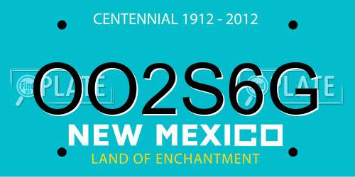 OO2S6G New Mexico License Plate