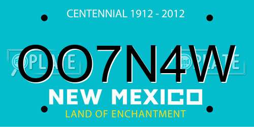 OO7N4W New Mexico License Plate