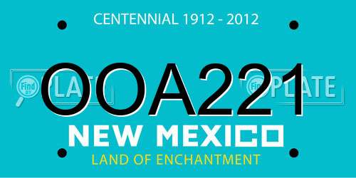 OOA221 New Mexico License Plate