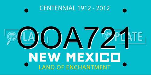 OOA721 New Mexico License Plate