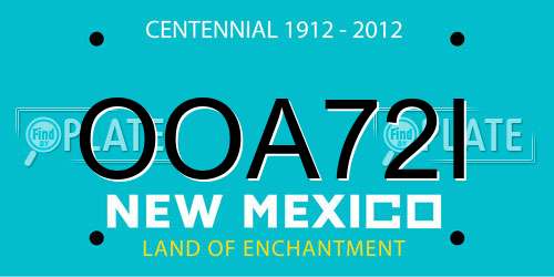 OOA72I New Mexico License Plate
