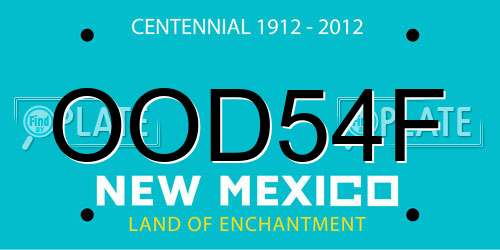 OOD54F New Mexico License Plate