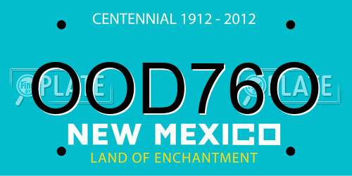 OOD76O New Mexico License Plate