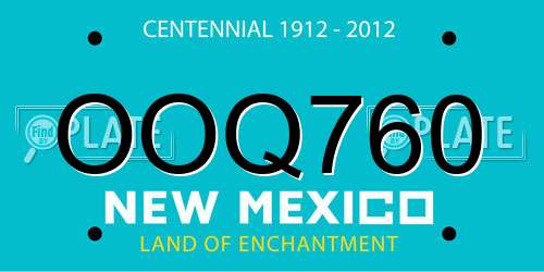 OOQ760 New Mexico License Plate