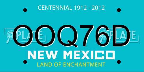 OOQ76D New Mexico License Plate