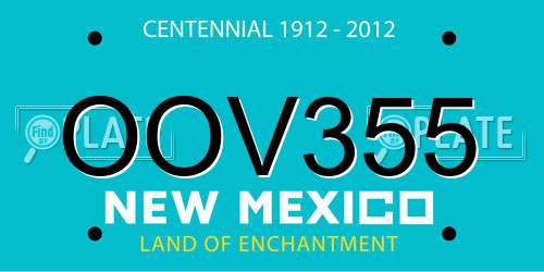 OOV355 New Mexico License Plate