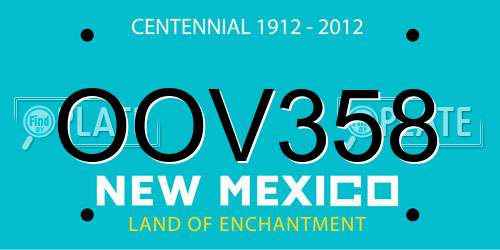 OOV358 New Mexico License Plate
