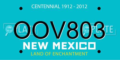 OOV803 New Mexico License Plate