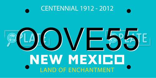 OOVE55 New Mexico License Plate