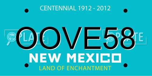 OOVE58 New Mexico License Plate