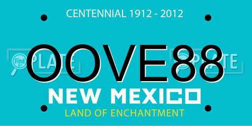 OOVE88 New Mexico License Plate