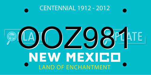 OOZ981 New Mexico License Plate