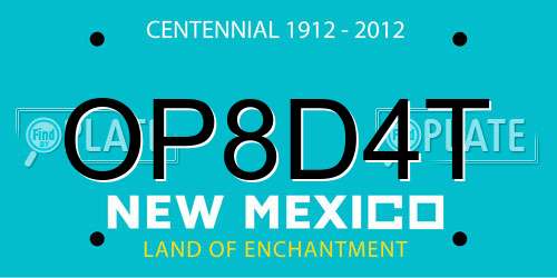 OP8D4T New Mexico License Plate