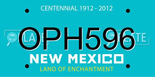 OPH596 New Mexico License Plate