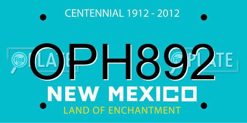 OPH892 New Mexico License Plate