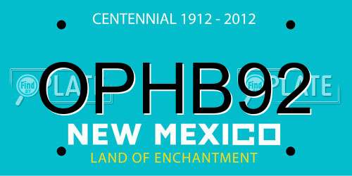 OPHB92 New Mexico License Plate