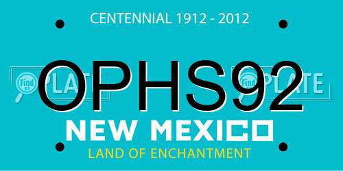 OPHS92 New Mexico License Plate
