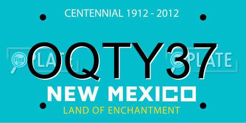 OQTY37 New Mexico License Plate