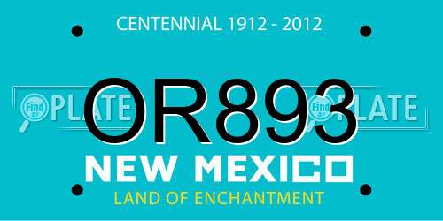OR893 New Mexico License Plate