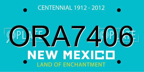ORA7406 New Mexico License Plate