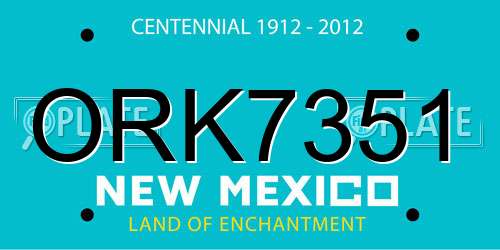 ORK7351 New Mexico License Plate