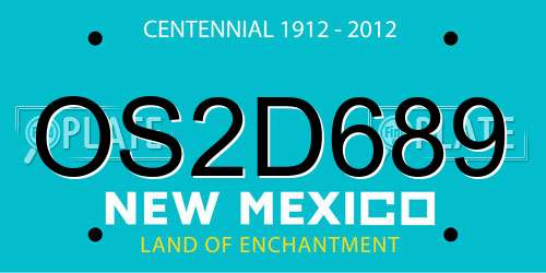 OS2D689 New Mexico License Plate