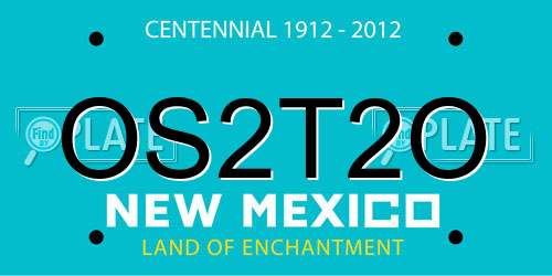 OS2T2O New Mexico License Plate
