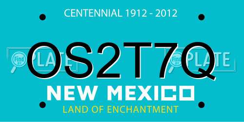 OS2T7Q New Mexico License Plate