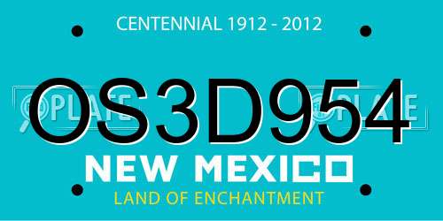 OS3D954 New Mexico License Plate