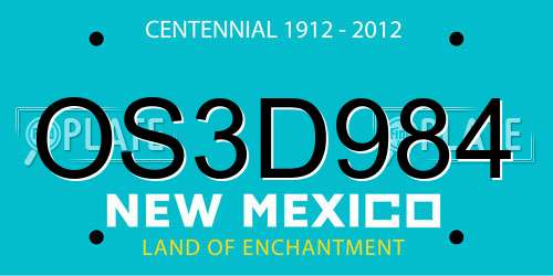 OS3D984 New Mexico License Plate