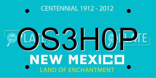 OS3H0P New Mexico License Plate
