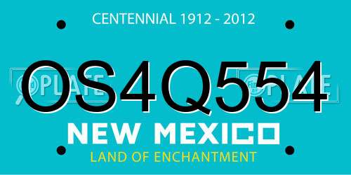 OS4Q554 New Mexico License Plate